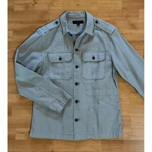 AllSaints Sapper LS Shirt Jacket Overshirt Men's Medium Beige Cotton Distressed‎